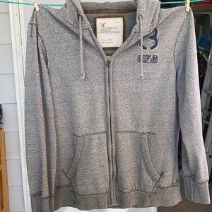 Men’s XL grey zip up hooded American Eagle Sweatshirt